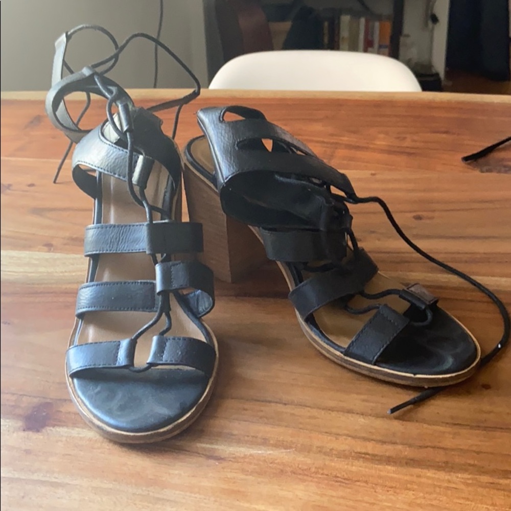 Black block heeled sandals